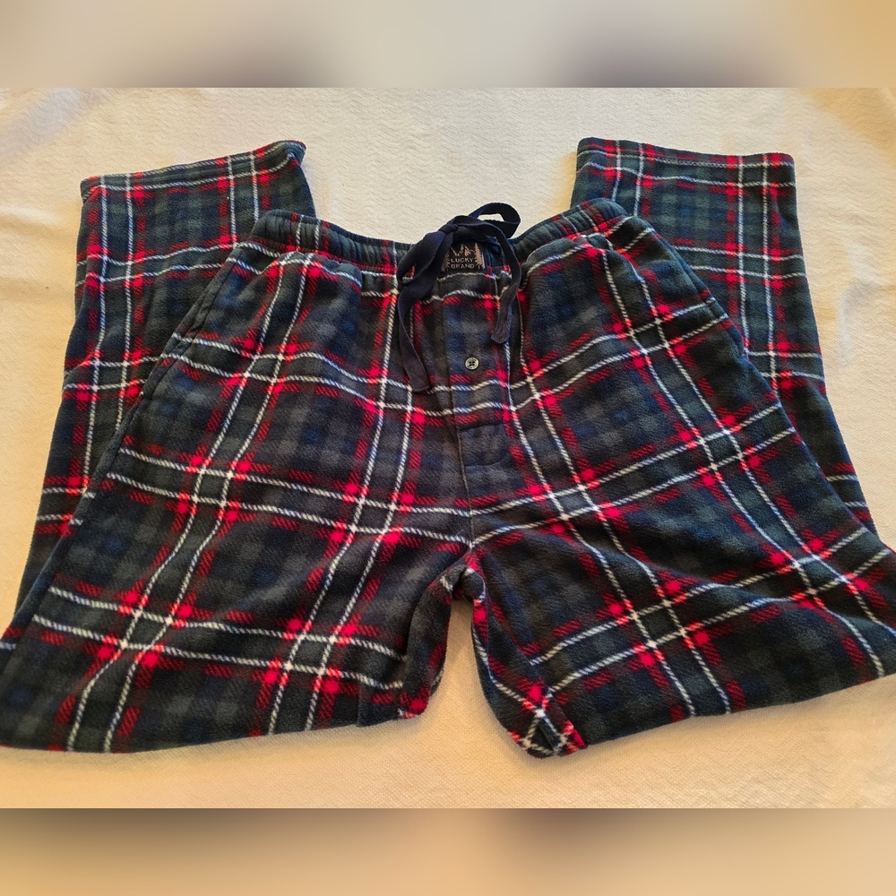Lucky Brand Red and Green Sleepwear Pants EUC Men's Lg